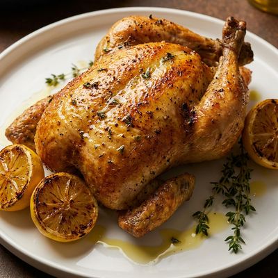 Air Fryer Whole Roasted Chicken with Lemon and Thyme