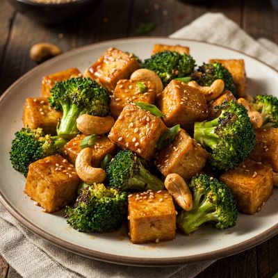 Crispy Tofu Stir-Fry with Broccoli and Cashews